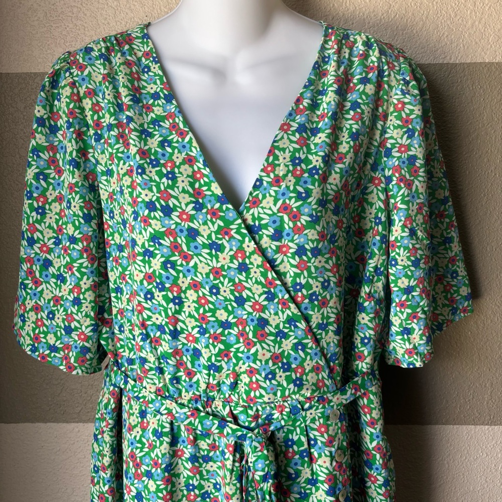 NWT ModCloth Women’s XL Petal & Promise Floral Short Sleeve Vintage Wrap Dress - Picture 3 of 11